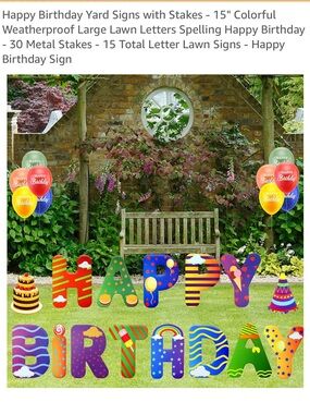 Colorful 'HAPPY BIRTHDAY' Lawn Letter Sign Set NWT Box Unopened